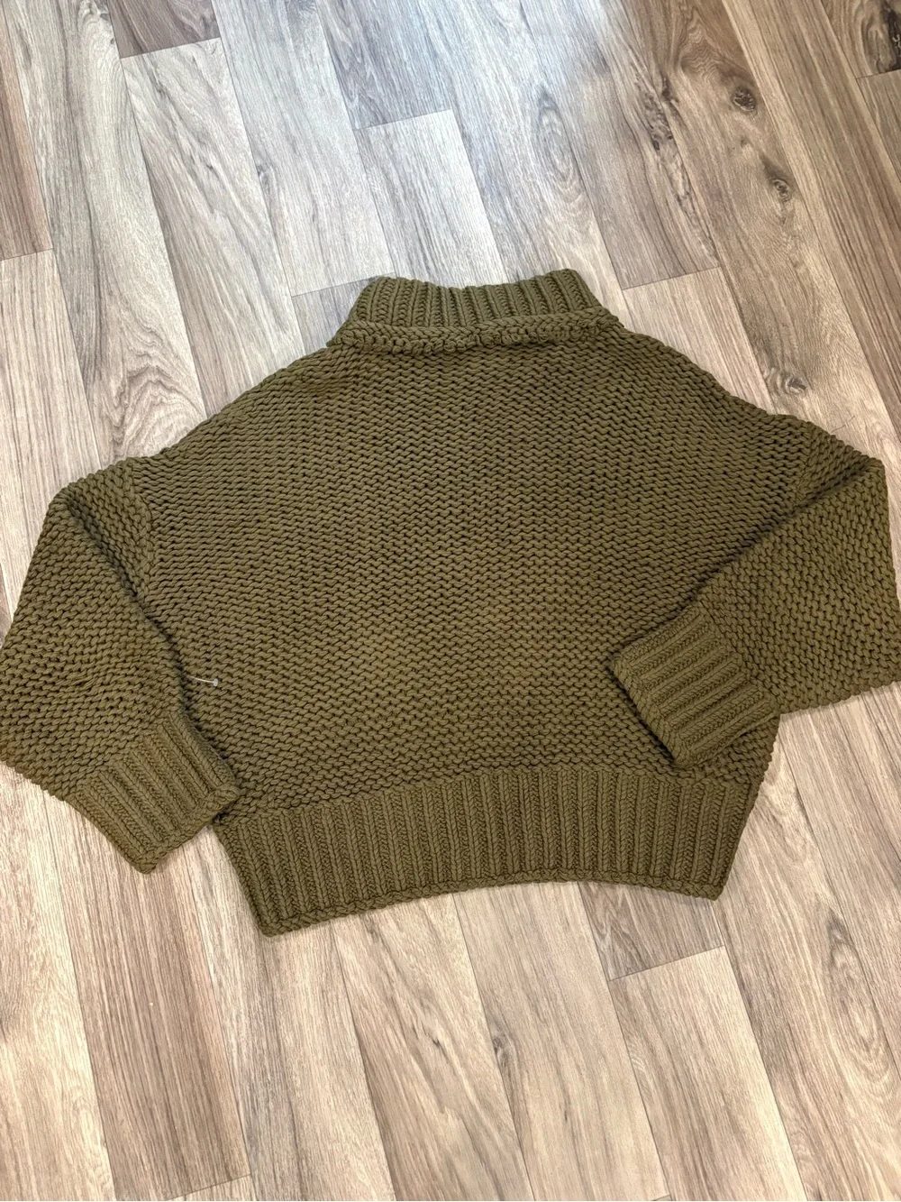 Free People Olive Green Chunky Turtleneck Sweater My Only Sunshine Sweater XL